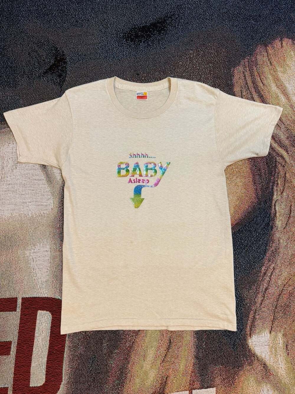 Vintage 90s Shhhh Baby Asleep Glitter Graphic T-Shirt